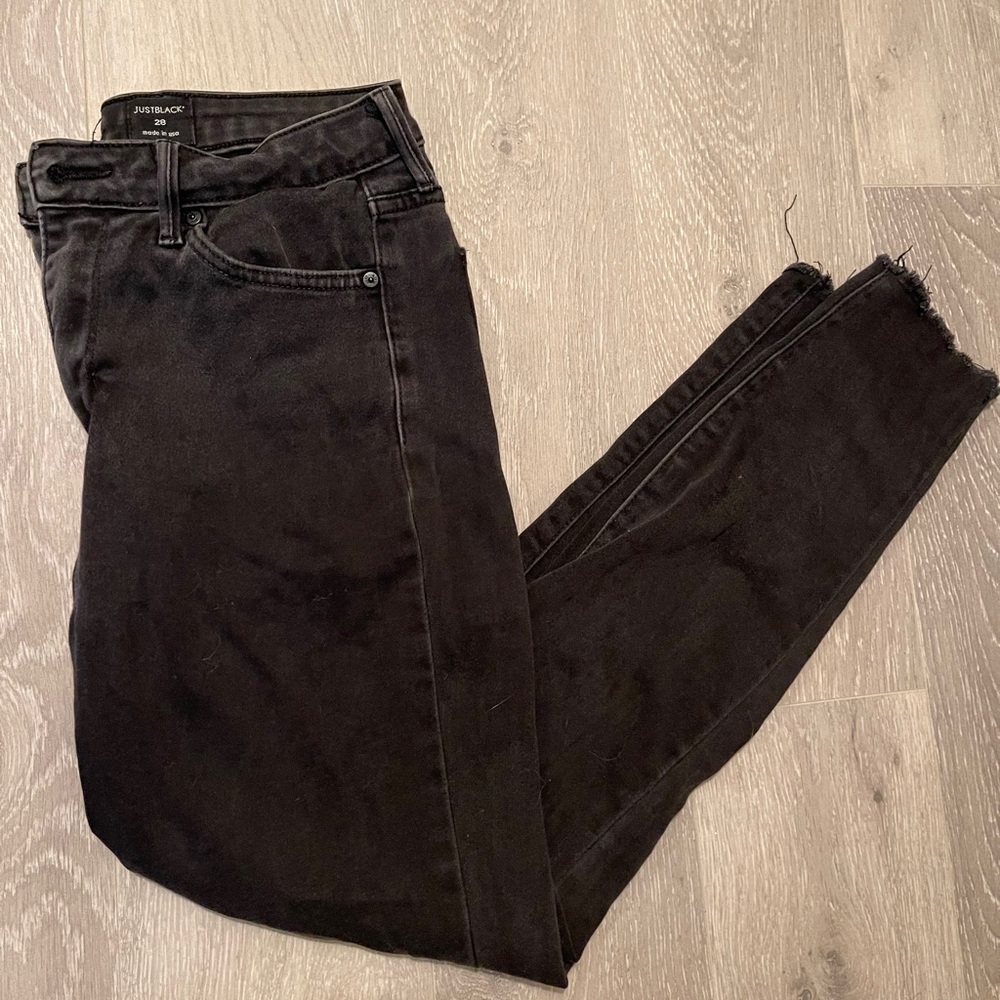 Raw hem black jeans